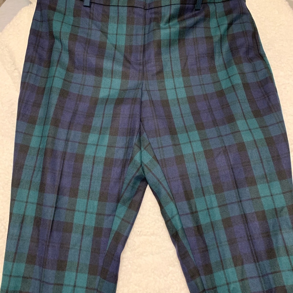 Land’s End Suit Plaid Pants Slim Leg Navy Green 18 - Picture 6 of 15